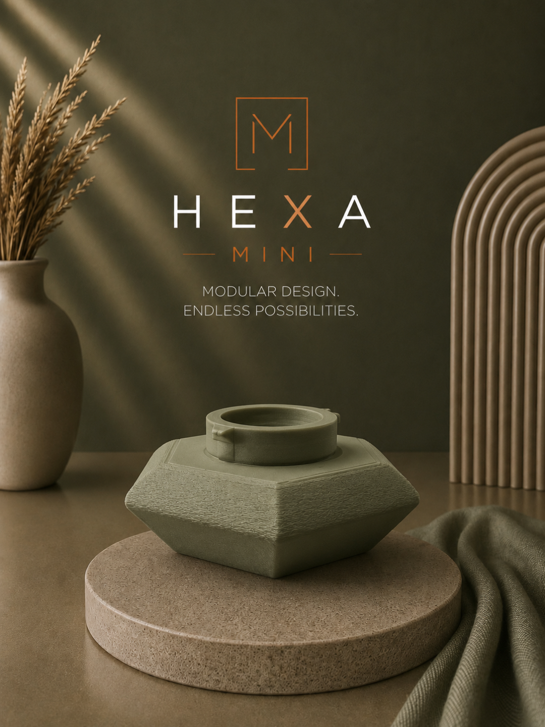 Hexa connector uit de Lumi Mod-collectie – strakke zeshoekige vorm met geometrische vlakken