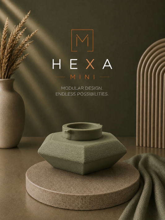 Hexa connector uit de Lumi Mod-collectie – strakke zeshoekige vorm met geometrische vlakken