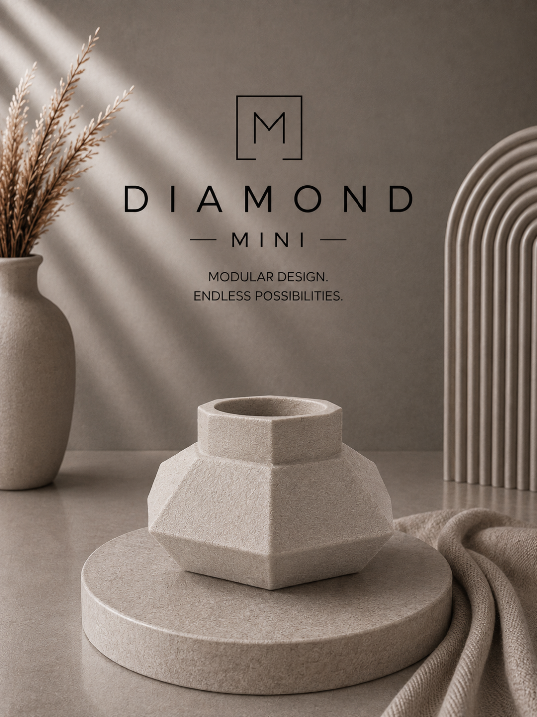 Diamond connector uit de Lumi Mod-collectie – veelhoekige gefacetteerde vorm met scherpe diagonale vlakken