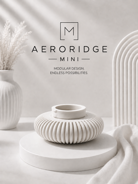 Aeroridge connector uit de Lumi Mod-collectie – brede donutvormige schijf met strakke verticale ribben