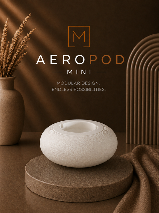 Aeropod connector uit de Lumi Mod-collectie – brede vloeiend afgeronde schijfvorm met organisch profiel