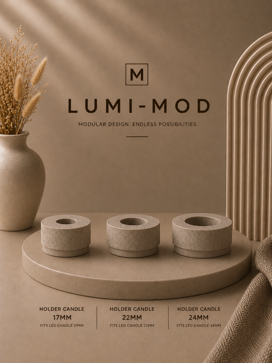 Lumi Mod kaarsenhouders in drie maten – 17 mm, 22 mm en 24 mm