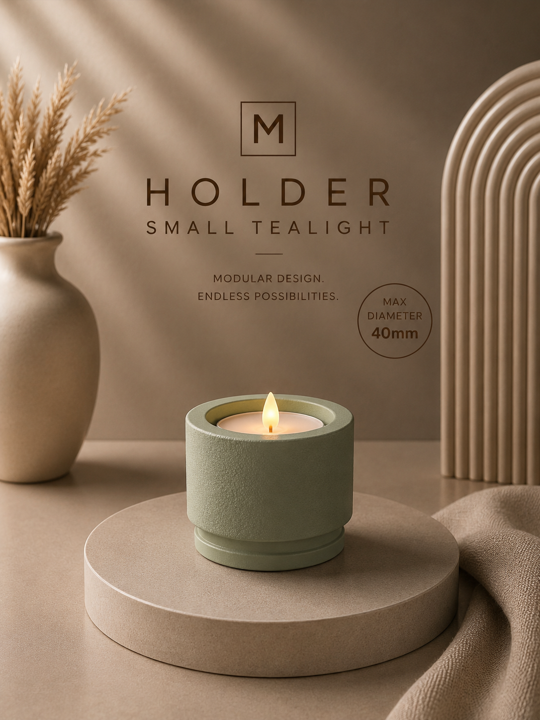 Lumi Mod kaarsenhouder Small Tealight – max. 40 mm diameter, geschikt voor kleine LED-kaars